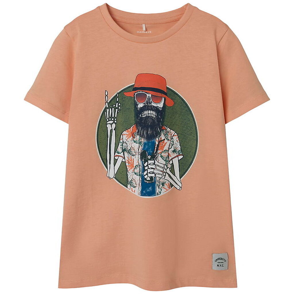 Name It T-shirt - NkmPbruno - Peach Nectar m. Print