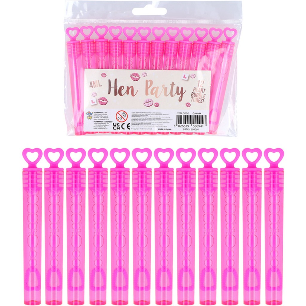 Hjerte sæbebobler pink 12-pak