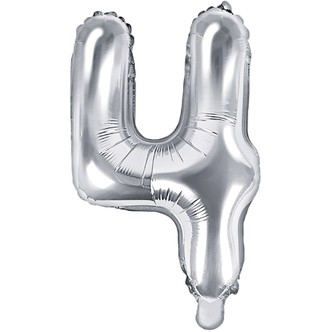 Tal ballon 4 sølv 35 cm