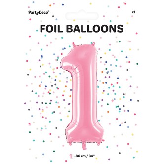 Tal ballon 1 lyserød 86 cm