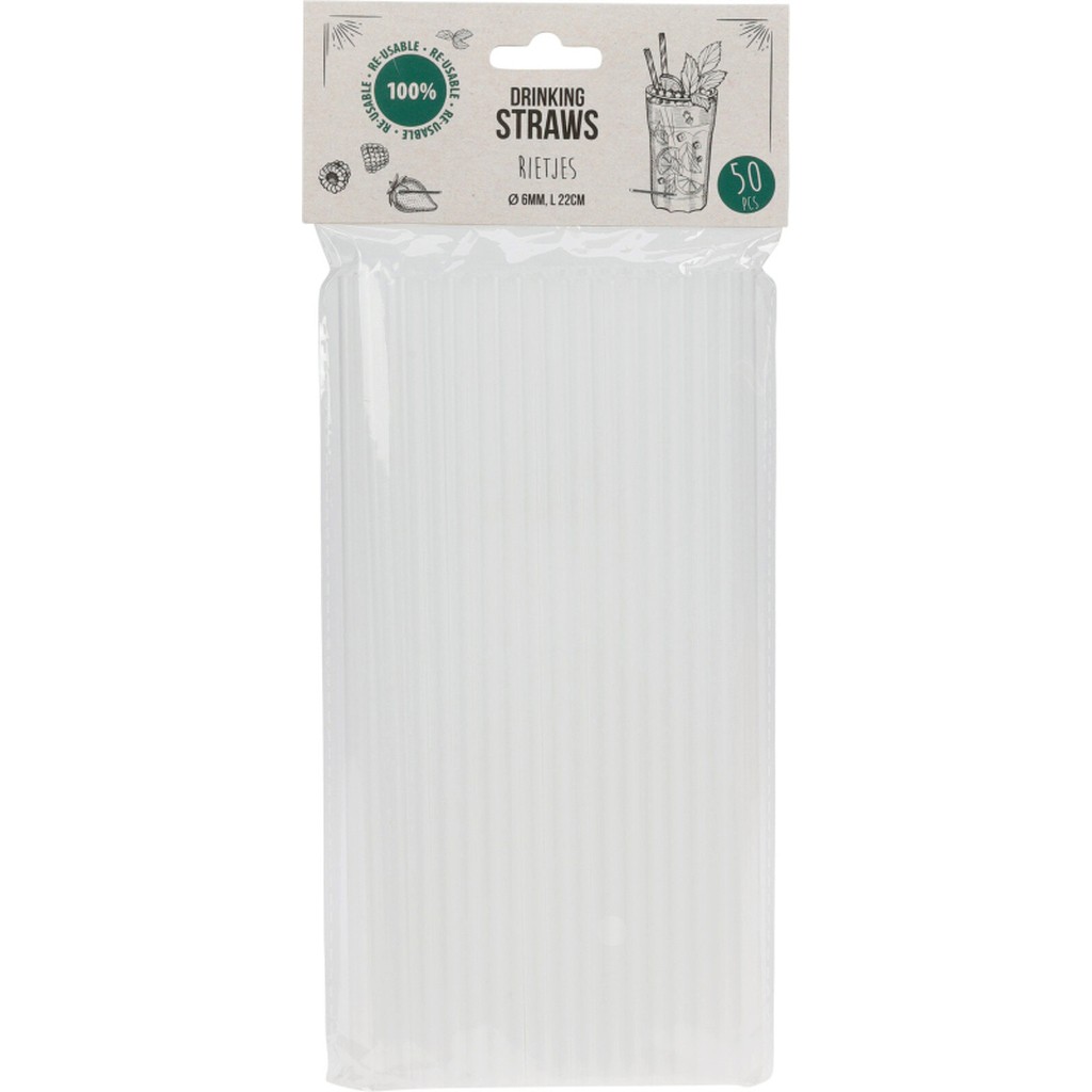 Sugerør transparent 50-pak