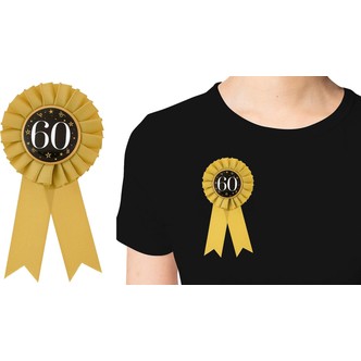 Badge 60 med satinbånd guld