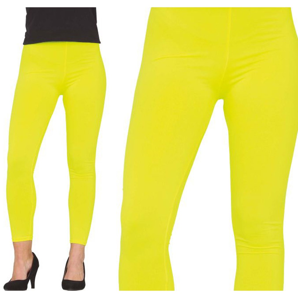 Leggings, neon gul, str. L