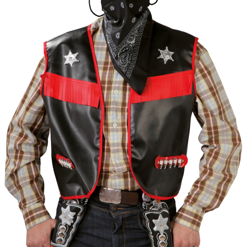 Cowboy vest, voksen, sort