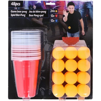 Beer Pong sæt med 48 dele