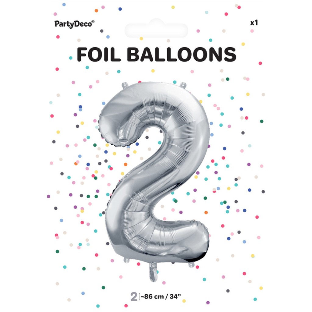 Tal ballon 2 sølv 86 cm