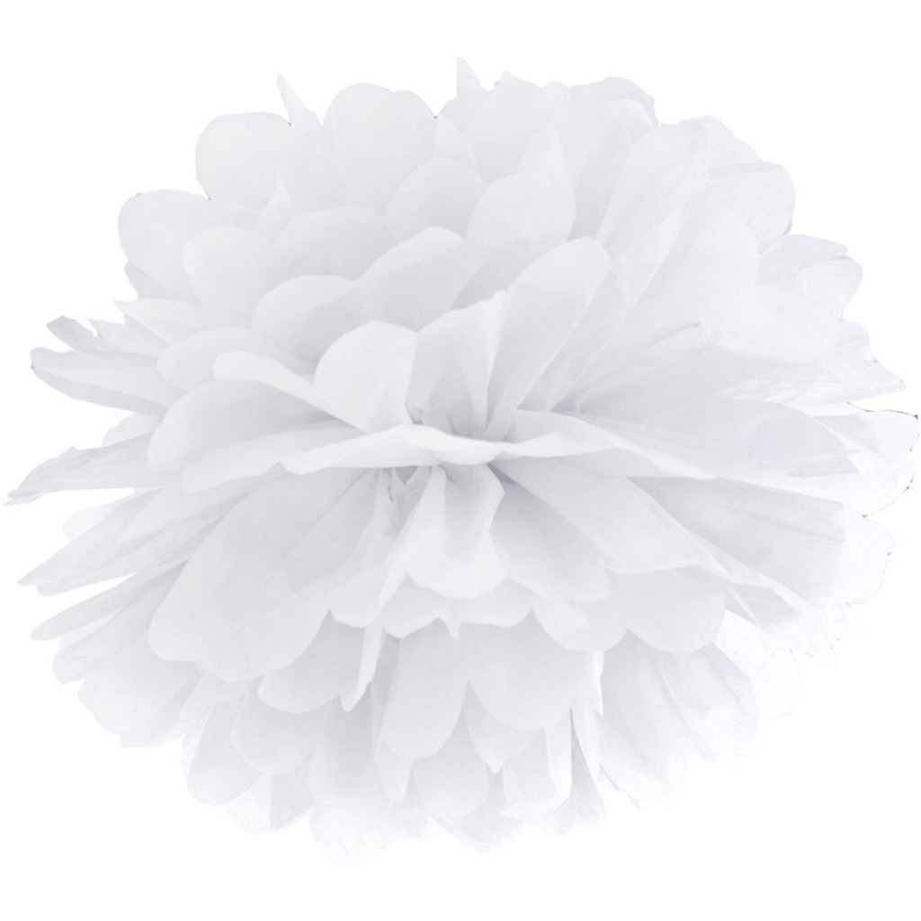Pompom papir 35 cm hvid