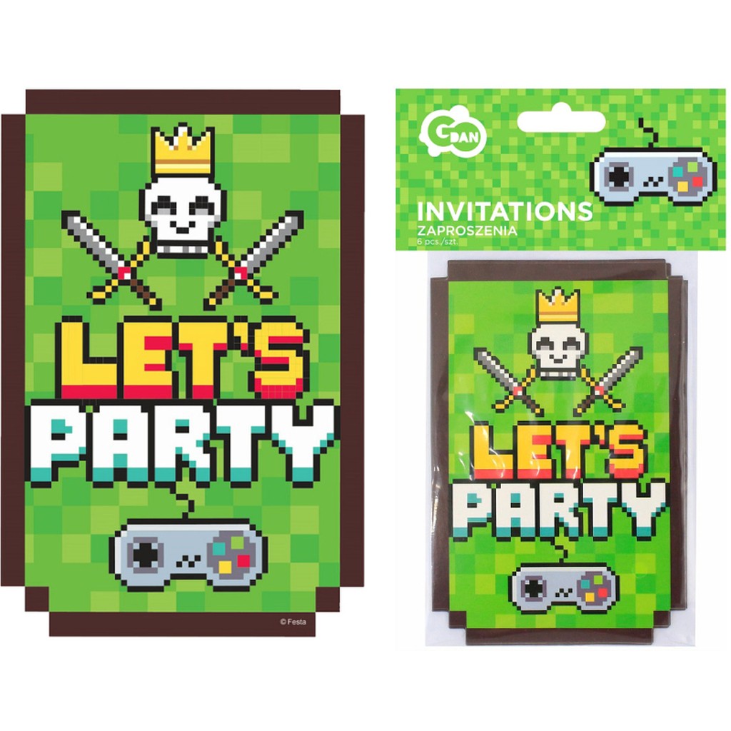 Game On invitationer 6-pak