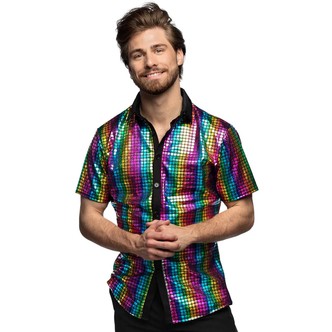 Disco skjorte rainbow, M