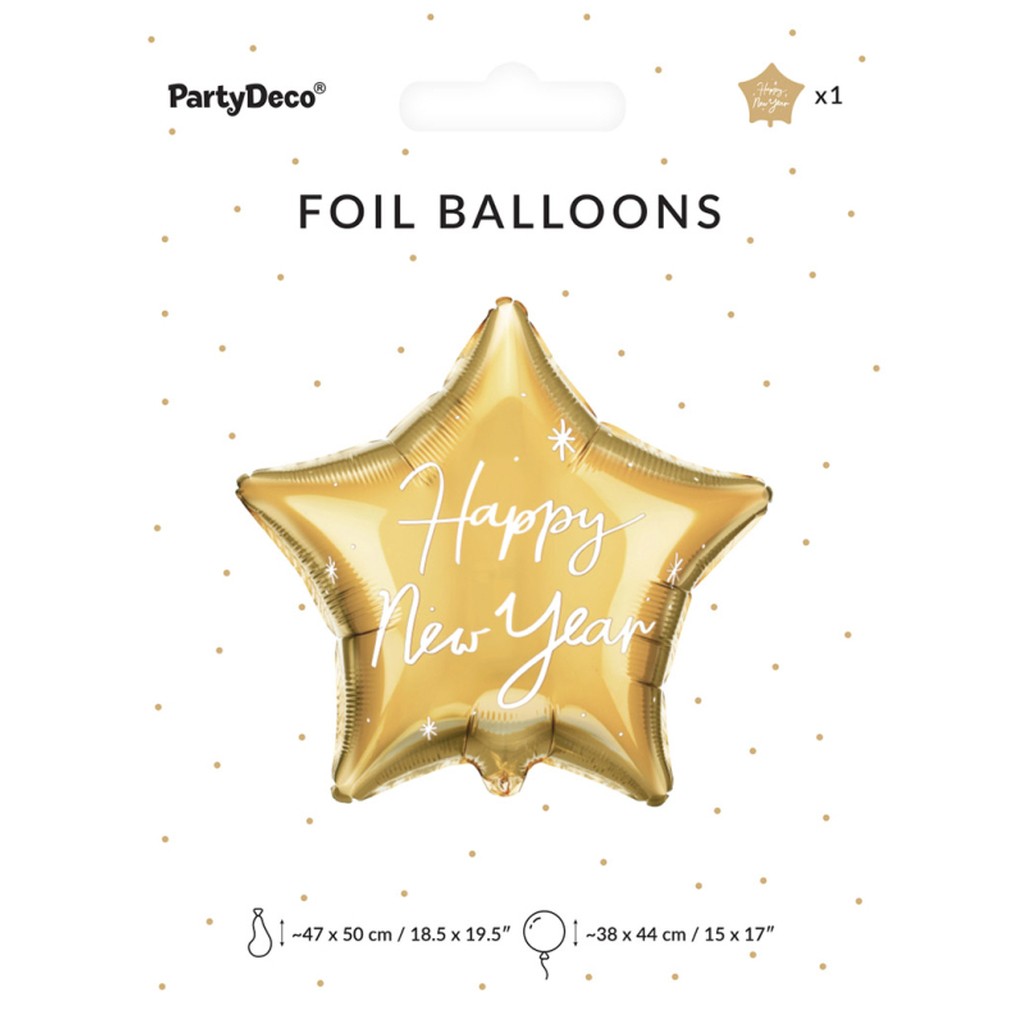 Folieballon Happy New Year, guld