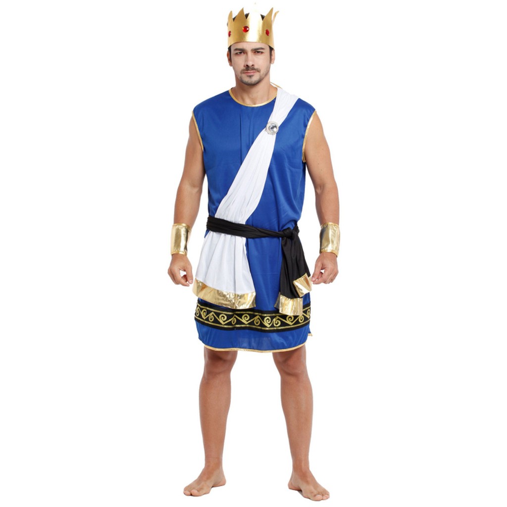 Zeus kostume blå, str. M