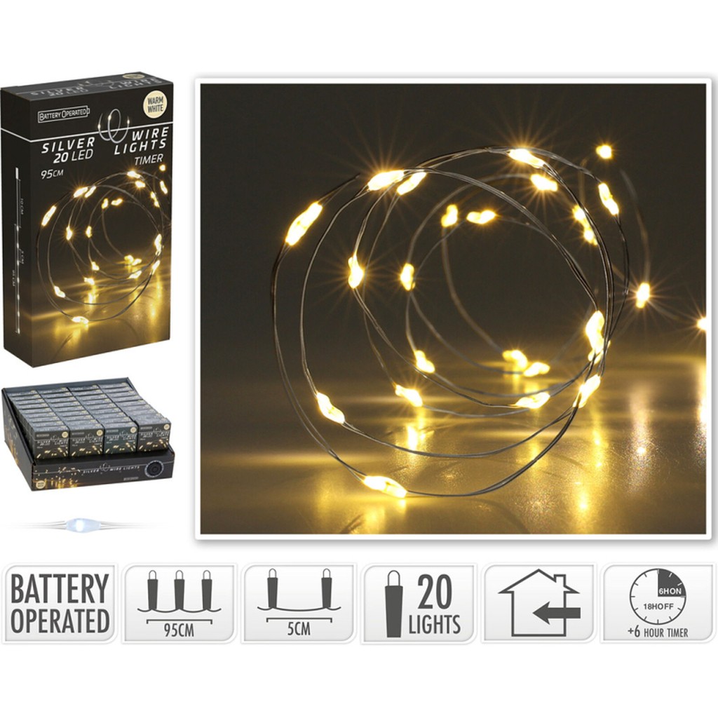 Lyskæde sølv-wire 20 LED