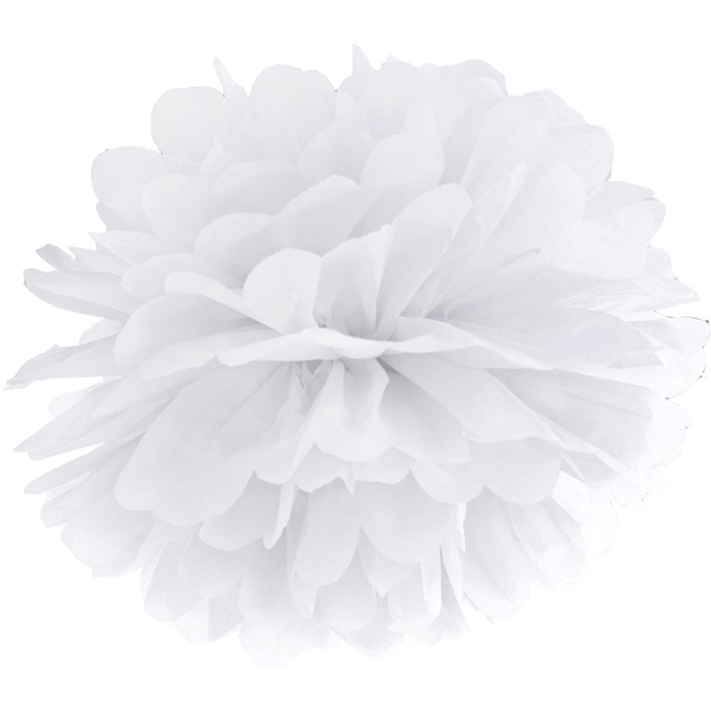 Pompom papir 25 cm hvid