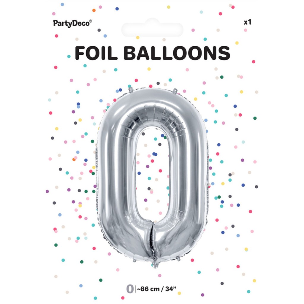 Tal ballon 0 sølv 86 cm