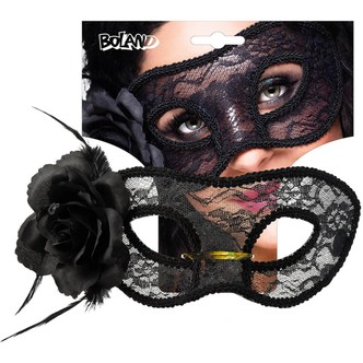 Blondemaske med rose, sort