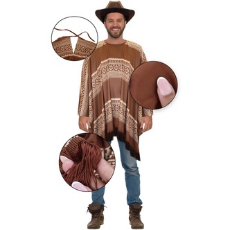 Cowboy/indianer poncho, brun