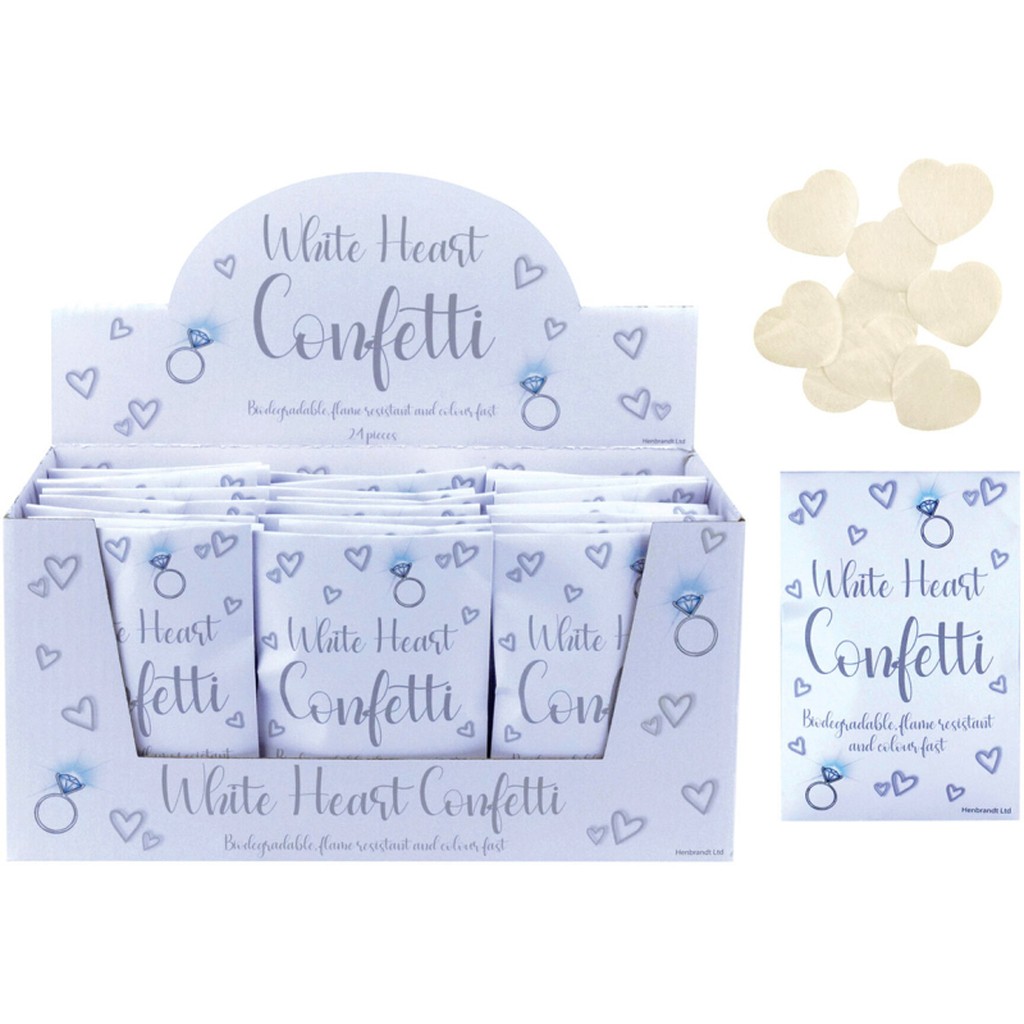 Papir konfetti hjerter, hvid