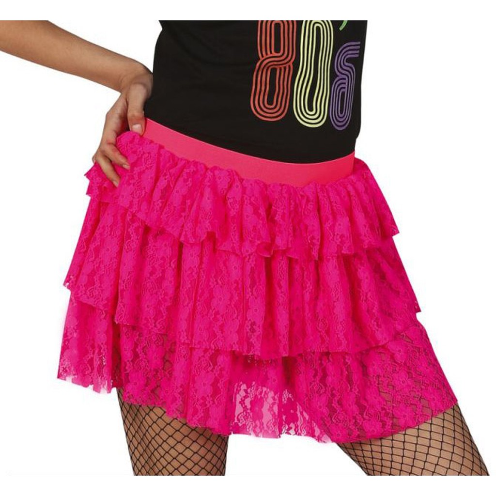 80er nederdel, neon-pink, L