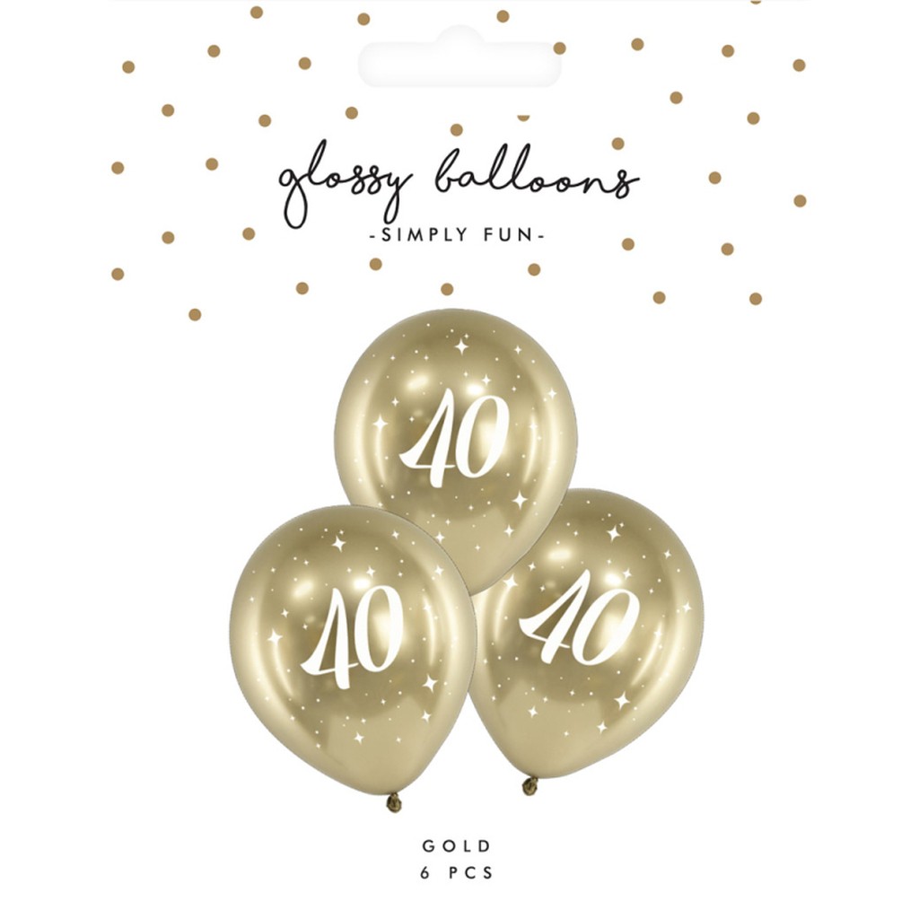 Ballon glossy 40 guld 6-pak