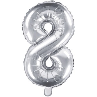 Tal ballon 8 sølv 35 cm