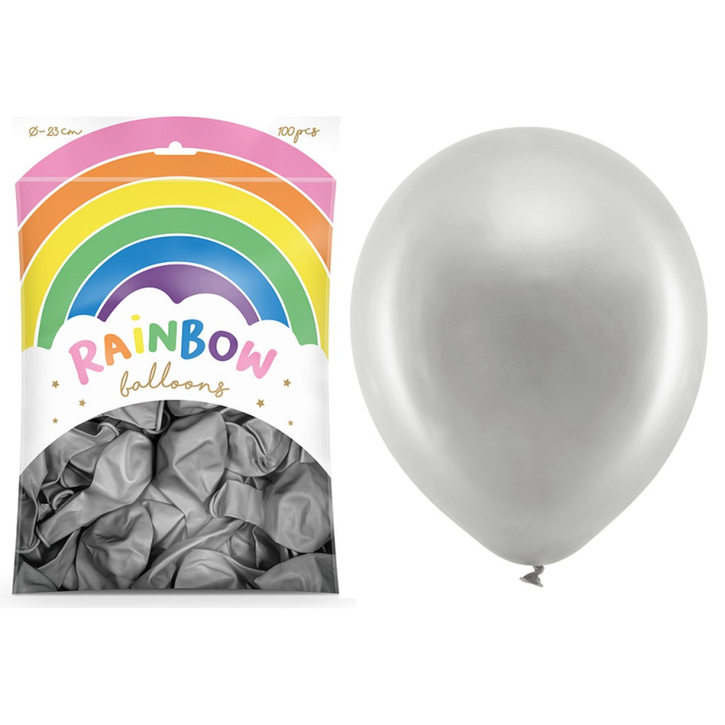 Balloner sølv 23 cm 100-pak