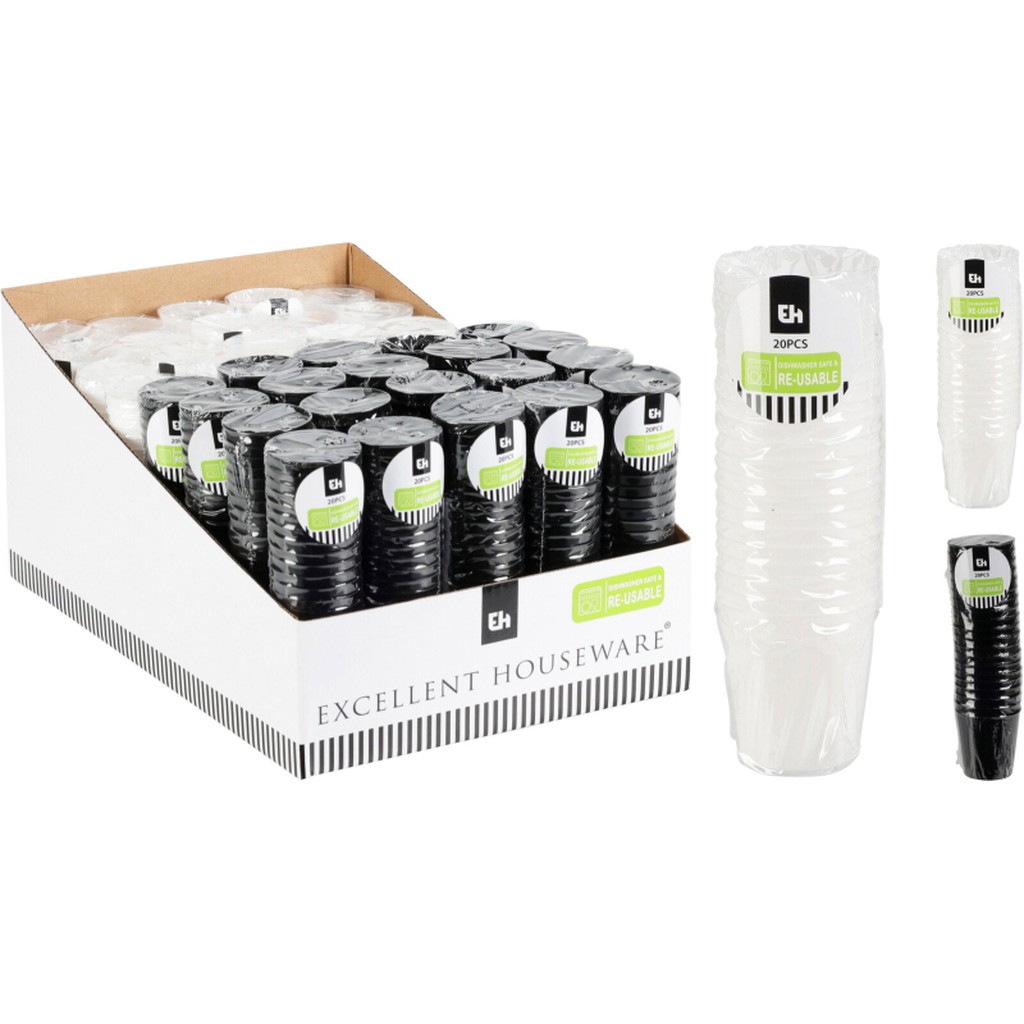 Shotglas sort/hvid 20-pak