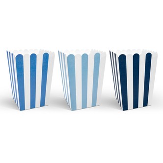 Popcorn bæger blå/hvid 6-pk