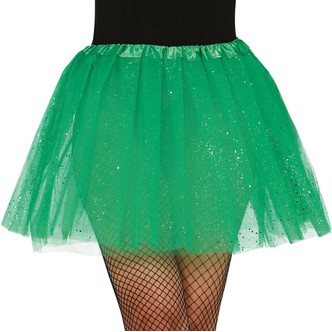 Tylskørt 40 cm grøn glitter
