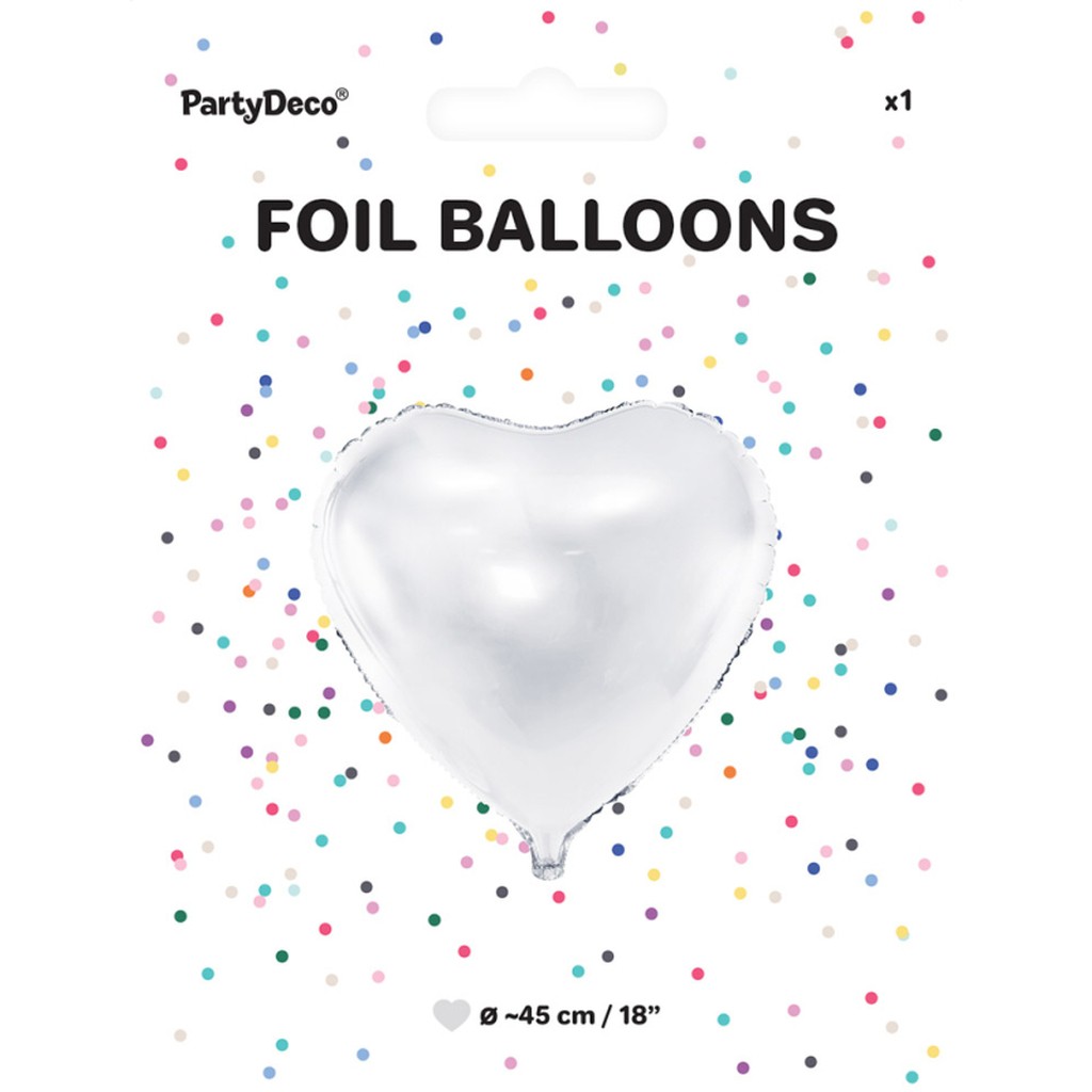 Folieballon hjerte hvid
