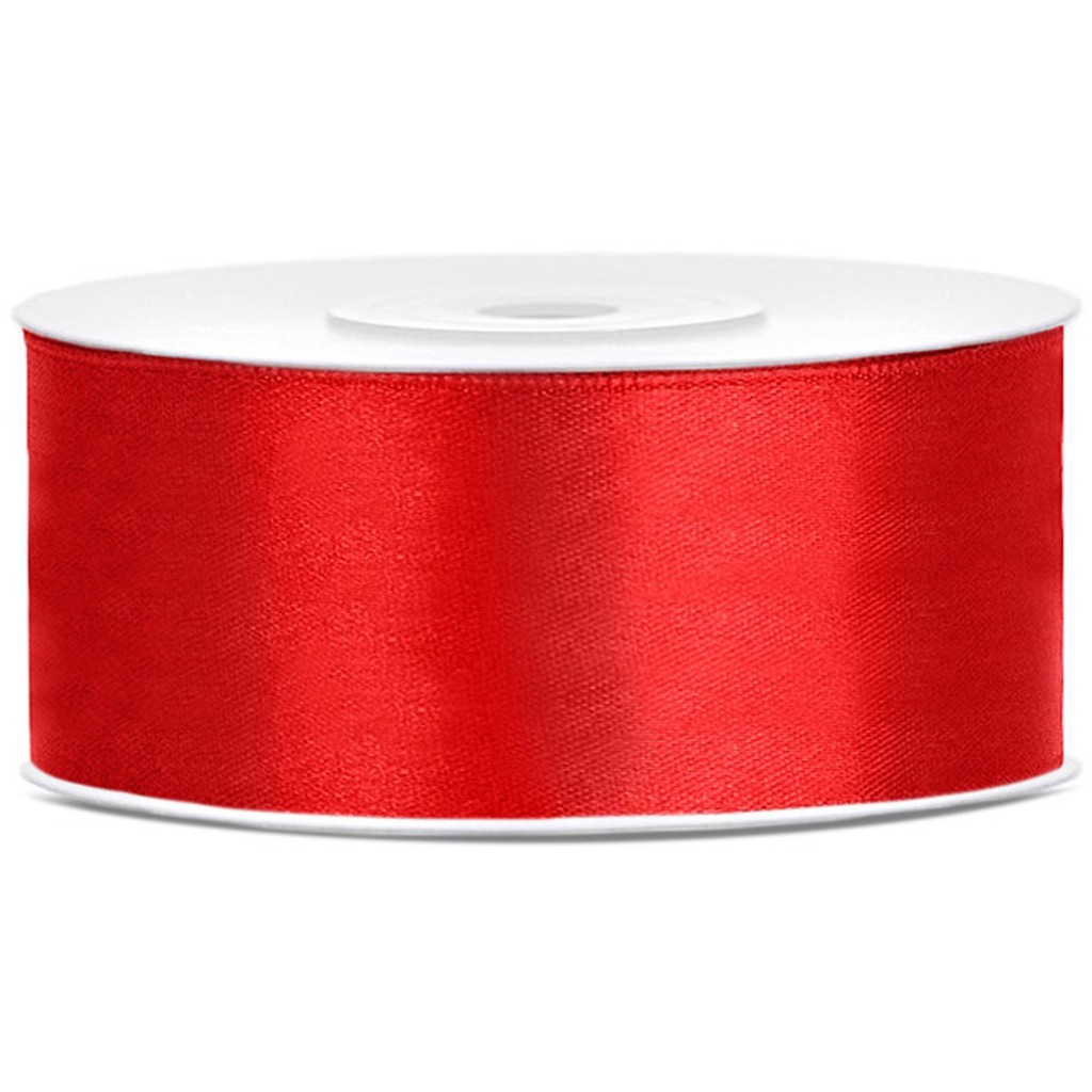 Silkebånd rød  25 mm x 25 m