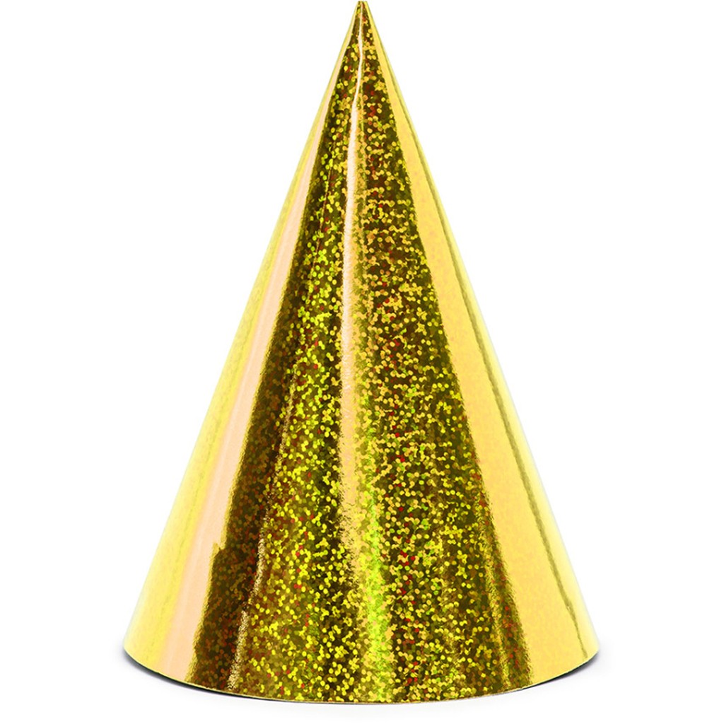 Festhat pap 16 cm guld 6-pak