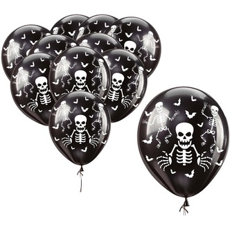 Balloner sort m/skeleter 10-pak
