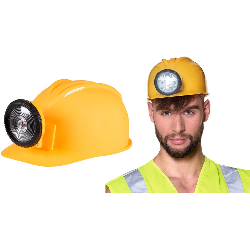 Arbejdshjelm med lygte, gul
