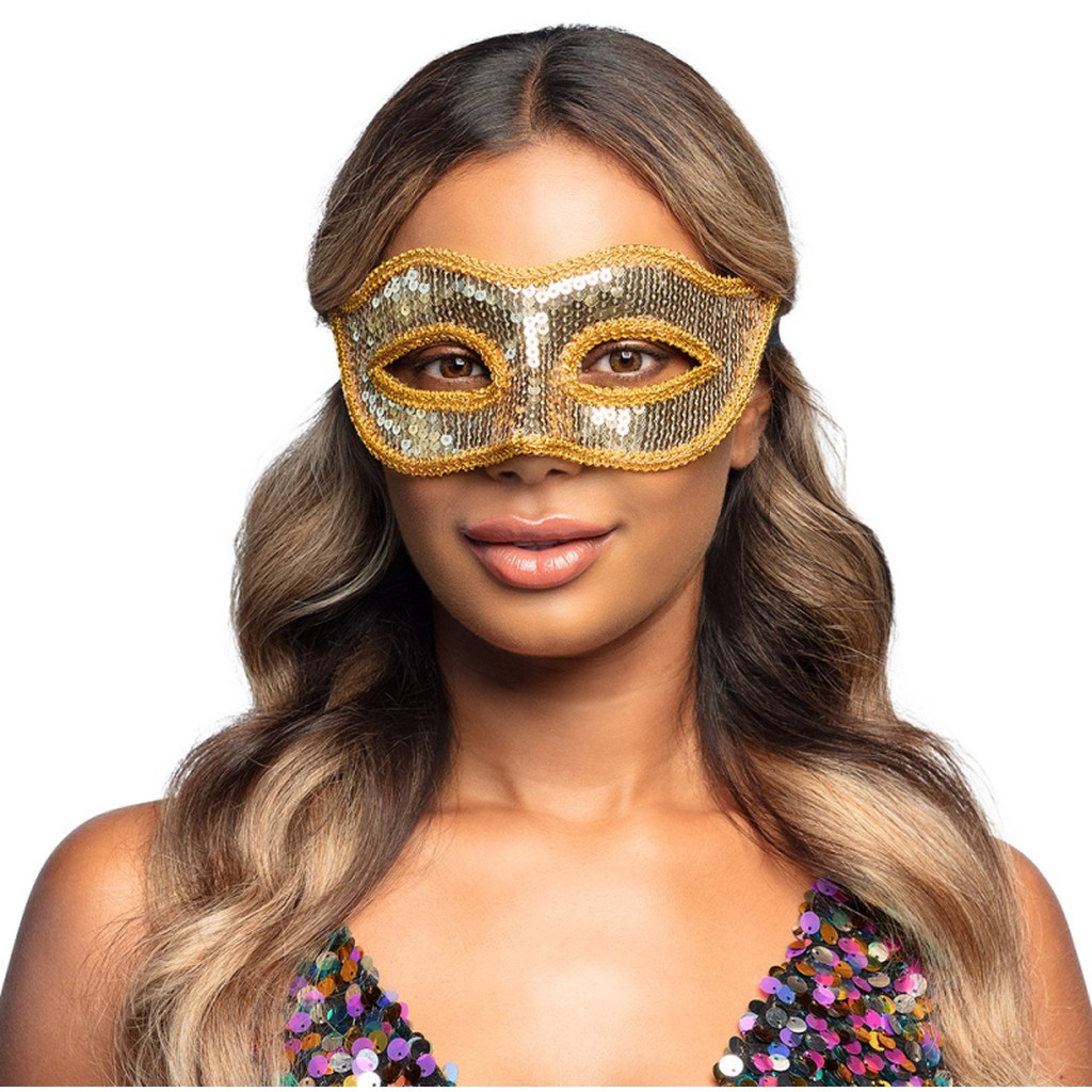 Maskerade maske pailletter, guld