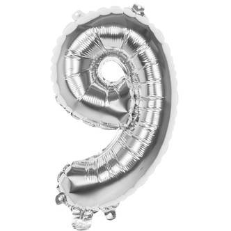 Tal ballon 9 sølv 36 cm
