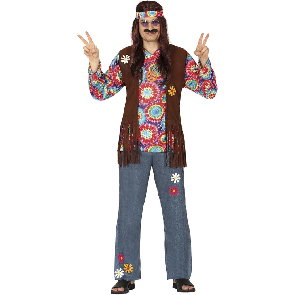 Hippie kostume mand, str. L