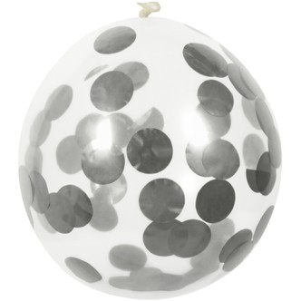 Konfetti ballon sølv 5-pak