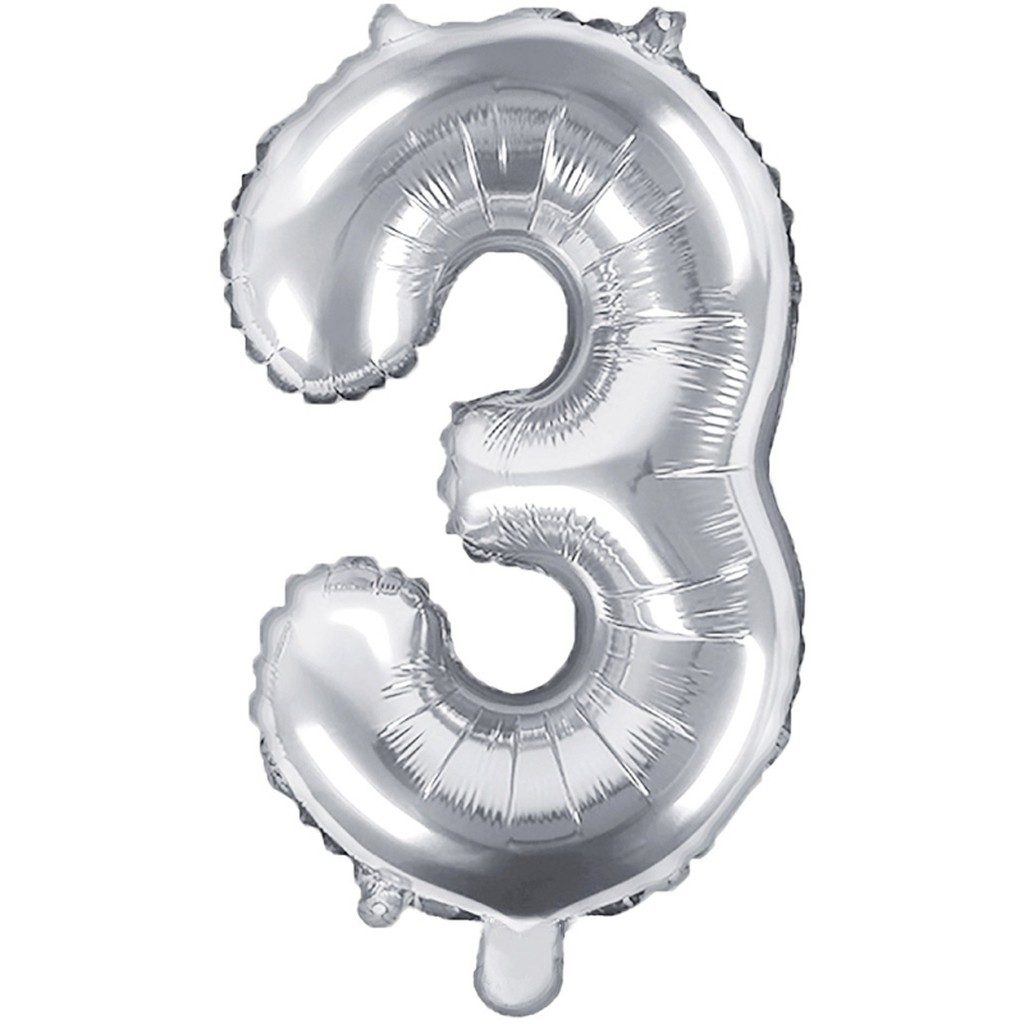 Tal ballon 3 sølv 35 cm