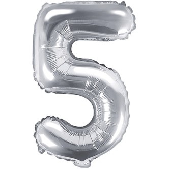 Tal ballon 5 sølv 35 cm