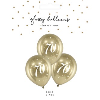 Ballon glossy 70 guld 6-pak
