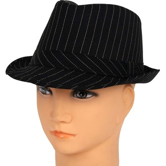 Fedora hat pinstripe, sort
