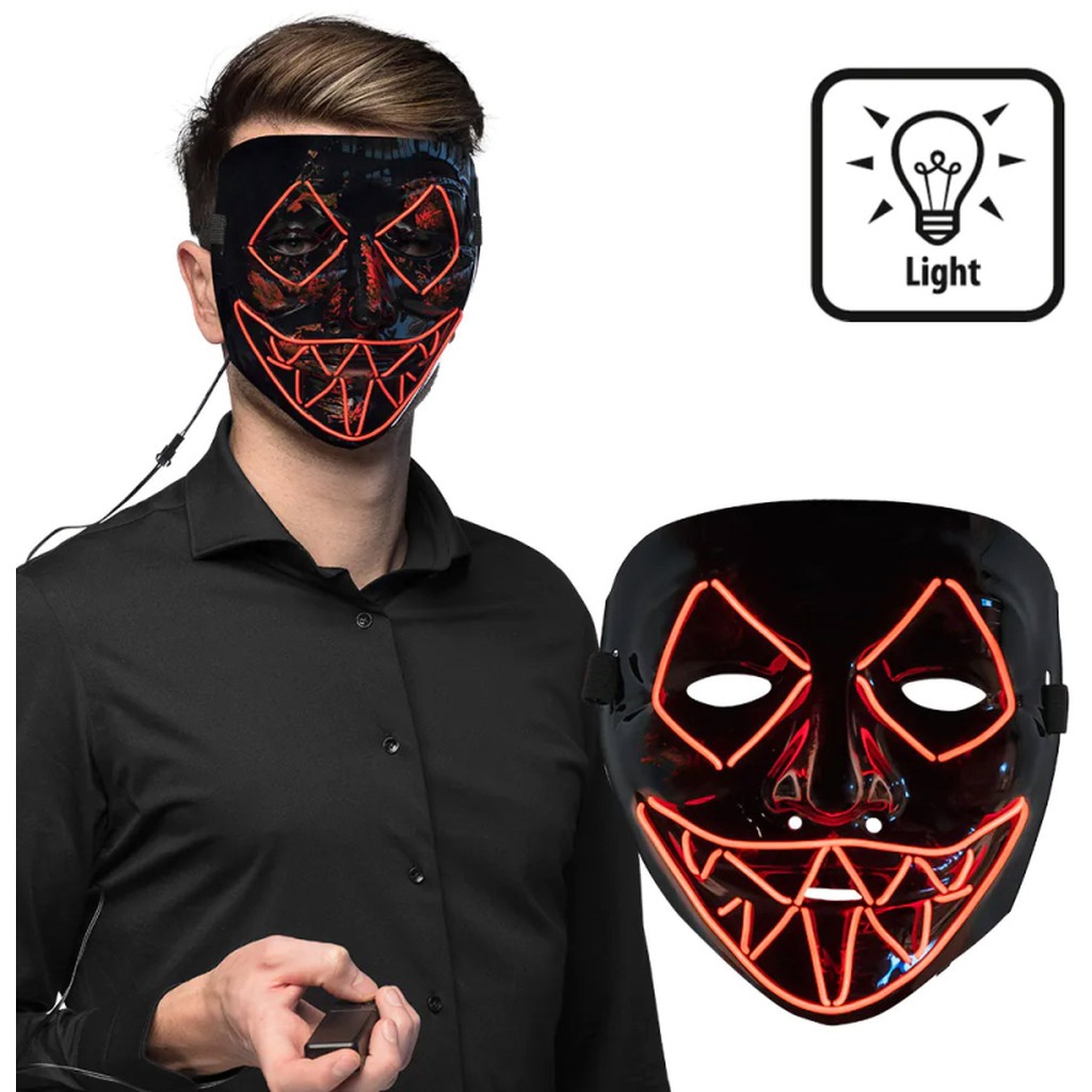 Killer Smile maske med lys, rød