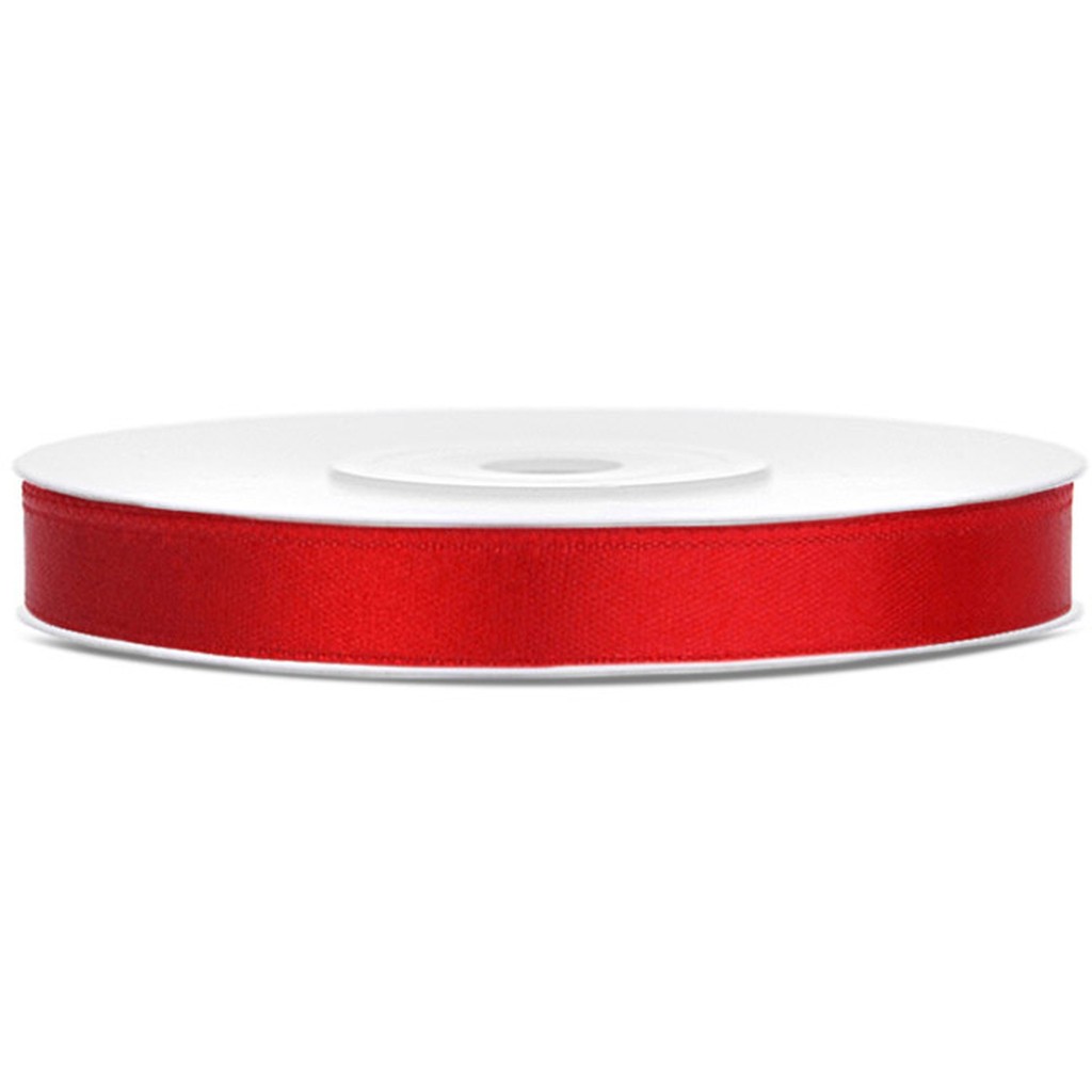 Silkebånd rød   6 mm x 25 m