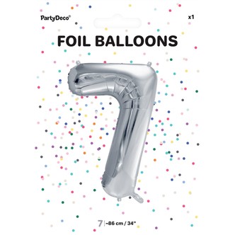 Tal ballon 7 sølv 86 cm