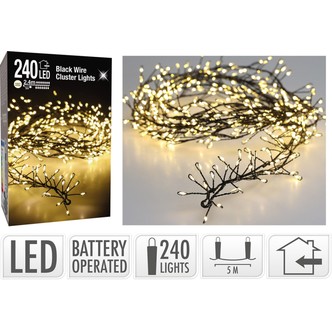 Klyngelyskæde 240 LED hvid 2,4m