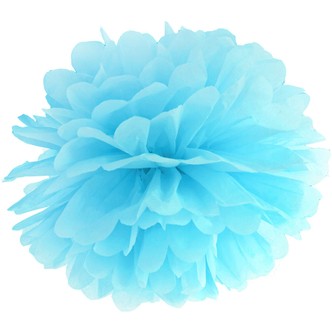 Pompom papir 25 cm lyseblå