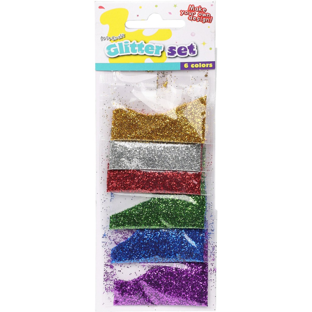Glitter sæt 6 farver á 2 g