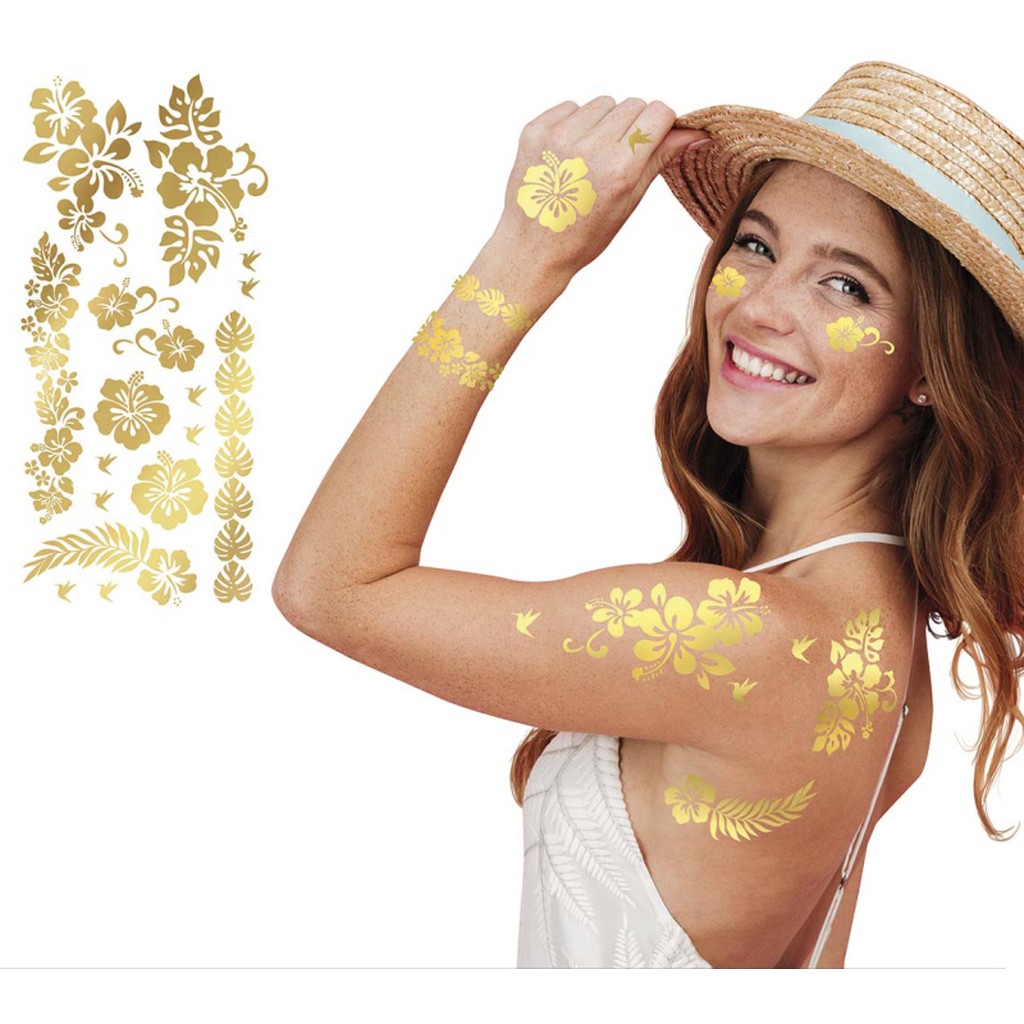 Blomster tatoveringer, guld