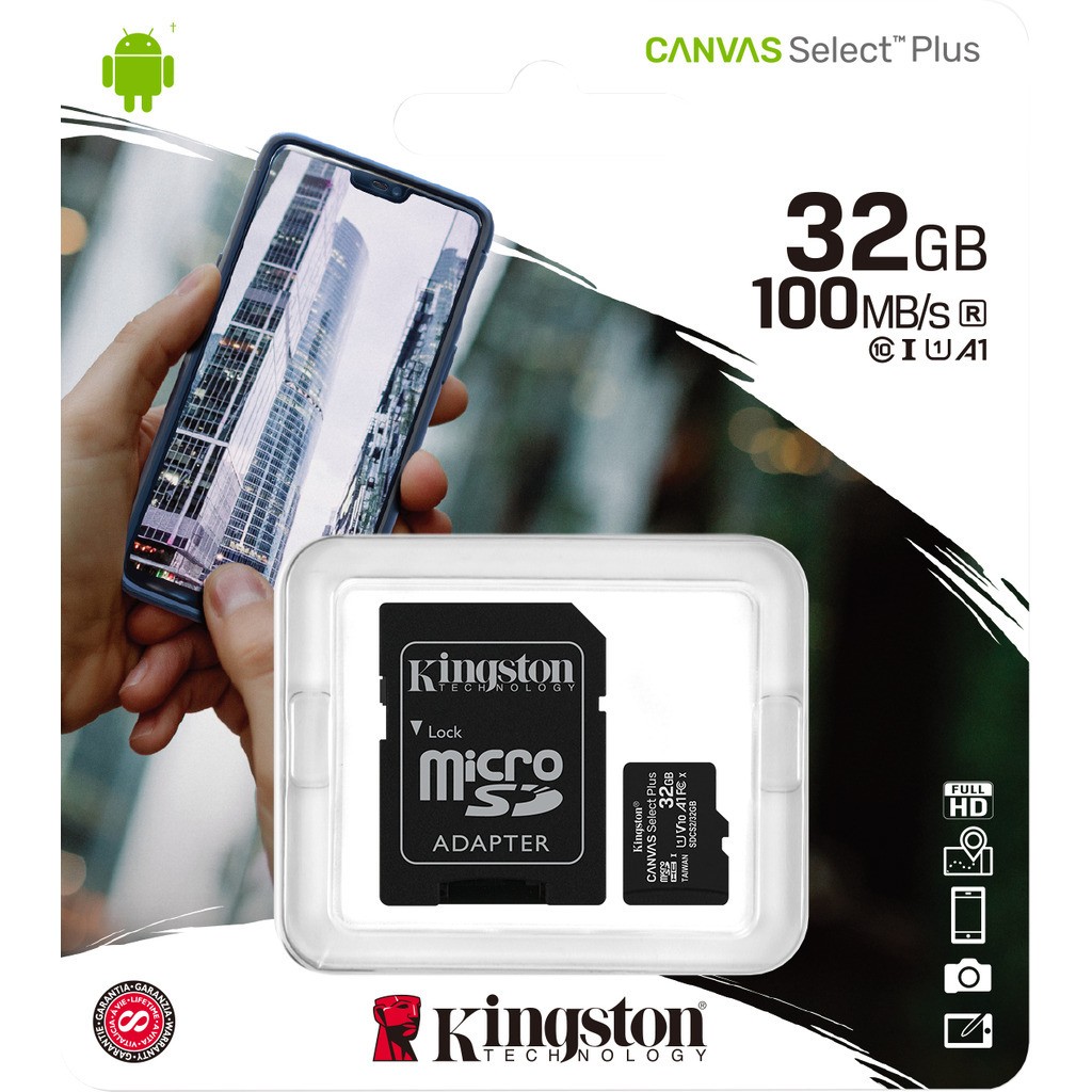 Kingston MicroSDHC UHS-I 32GB, Class 10 - inkl. adaptor