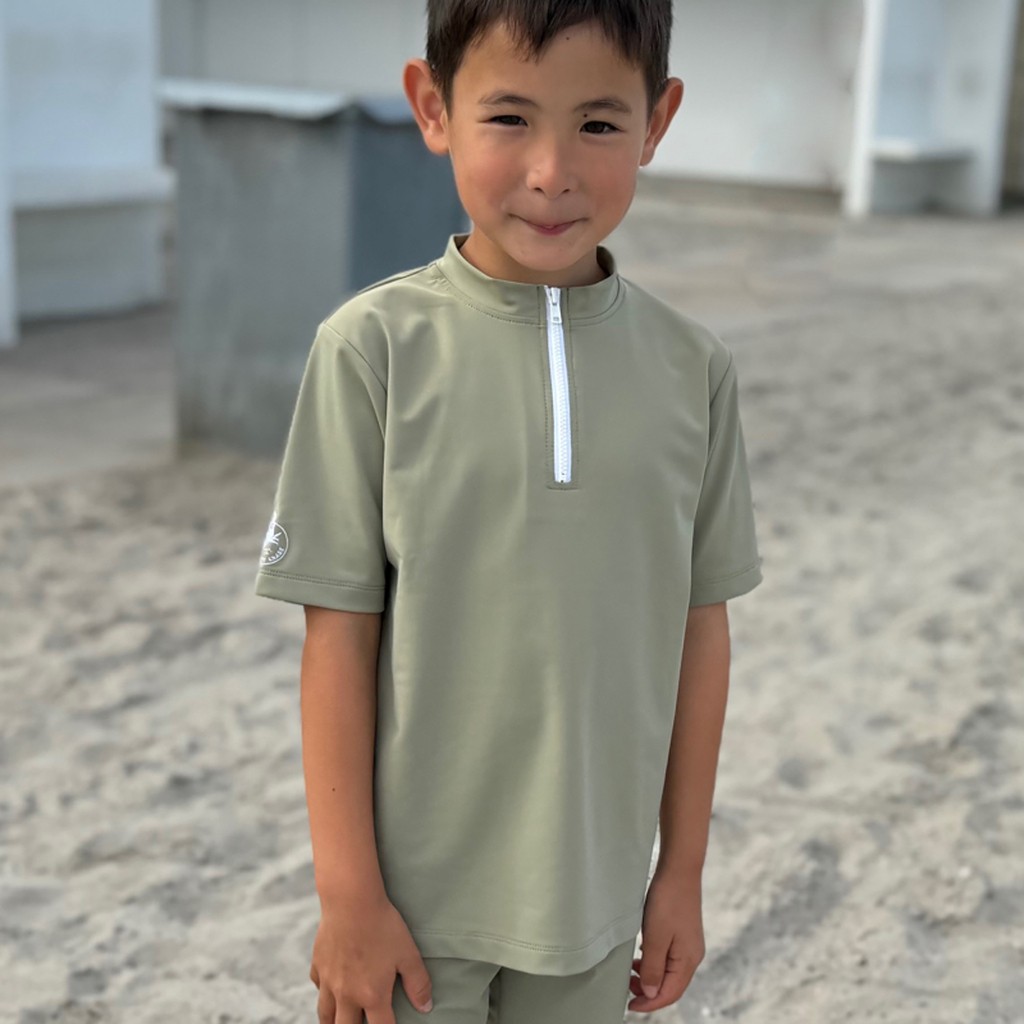 Petit Crabe Max UV trøje kort lynlås - olive